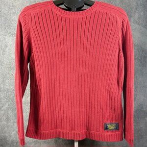 Polo Jeans Company Men's Ribbed Pullover Sweater Long Sleeve Red XL 100% Cotton